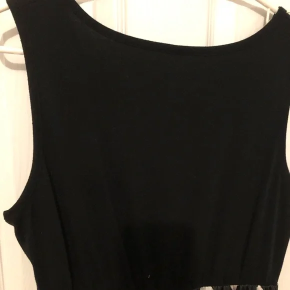 NWOT Black and White polka dot sun dress, with green stripe at hem XL NWOT - Picture 6 of 10